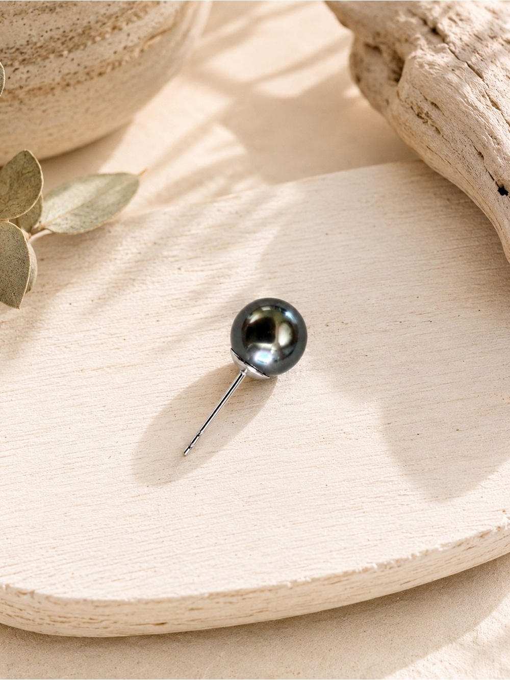 ✨ Tahitian Black Pearl Stud Earring Peacock Gray Genuine Cultured Single ✨